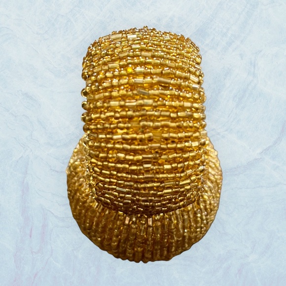 Set of 3 Gold Sequin Beaded Napkin Rings - Picture 5 of 5